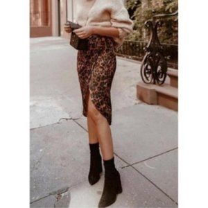 NEW Zara Leopard Flowy Drape Wrap Skirt